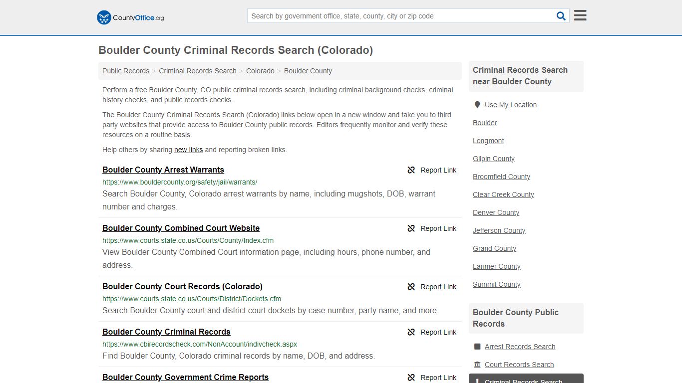 Boulder County Criminal Records Search (Colorado) - County Office